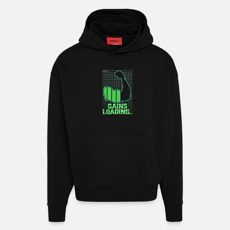 Biceps Biceps Training Gym Gains Loading - Hoodie- made by SPREAD  - SOLID BLACK