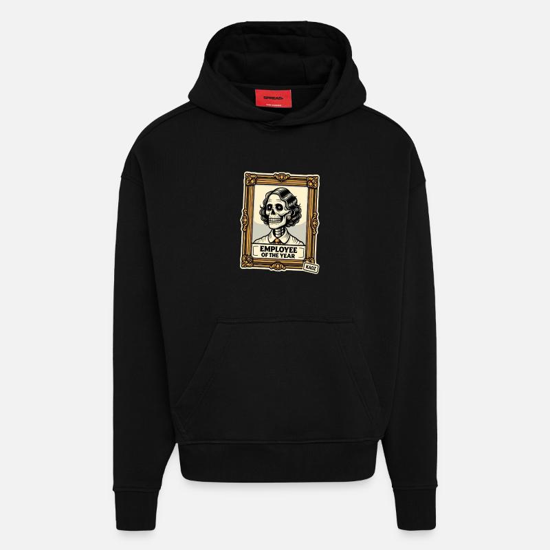 Employé Squelette de l’Année - Sweat à capuche bio épais oversize fabriqué en UE - SOLID BLACK
