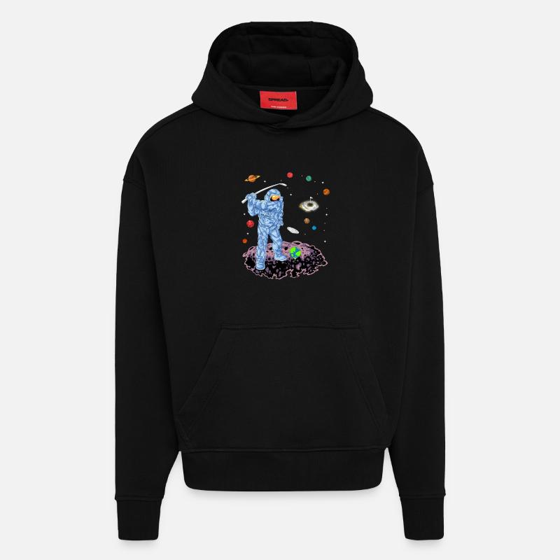 Astronaut Space Golf Shirt - Hoodie- made by SPREAD  - SOLID BLACK