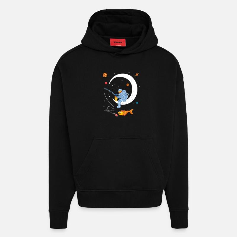 Chemise spatiale de pêche d’astronaute - Sweat à capuche bio épais oversize fabriqué en UE - SOLID BLACK