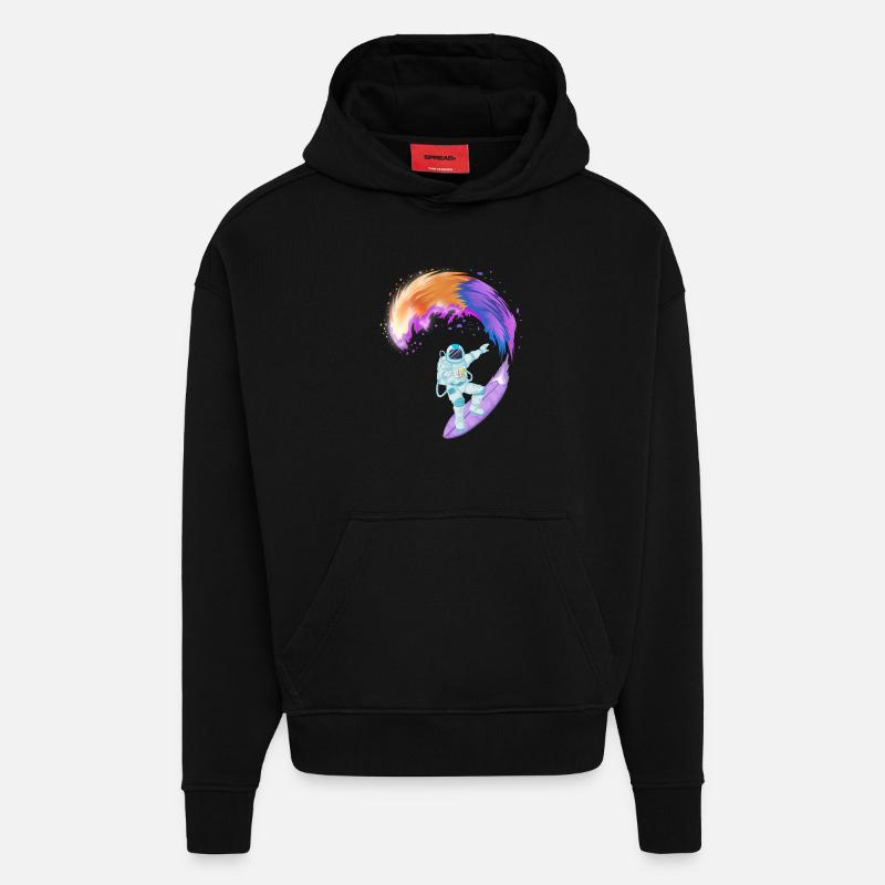 Chemise spatiale de surf d’astronaute - Sweat à capuche bio épais oversize fabriqué en UE - SOLID BLACK