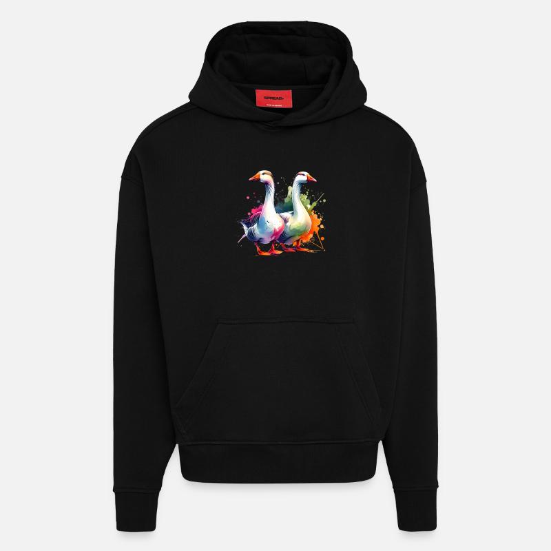 Emdengans Embden Goose - Sweat à capuche bio épais oversize fabriqué en UE - SOLID BLACK