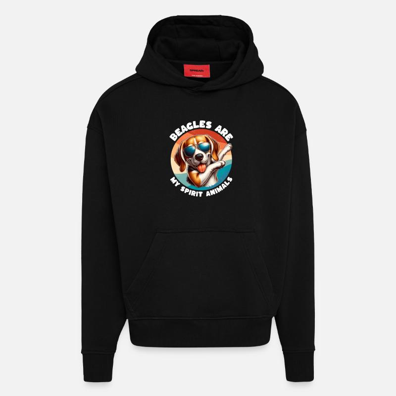 Drôles de proverbes de beagle - Sweat à capuche bio épais oversize fabriqué en UE - SOLID BLACK