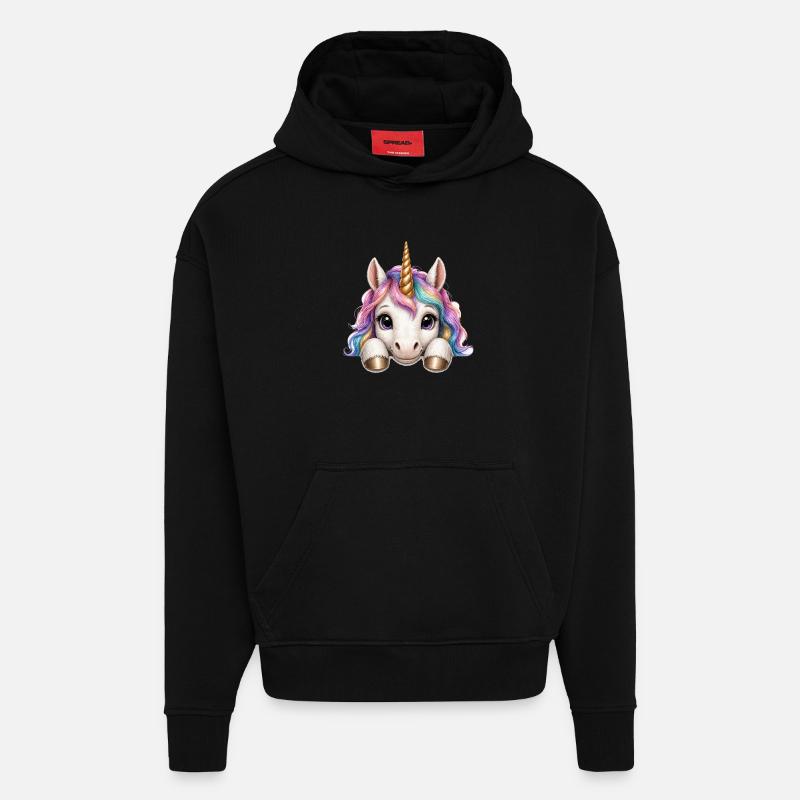 Einhorn mit Regenbogenmähne - Hoodie- made by SPREAD  - SOLID BLACK