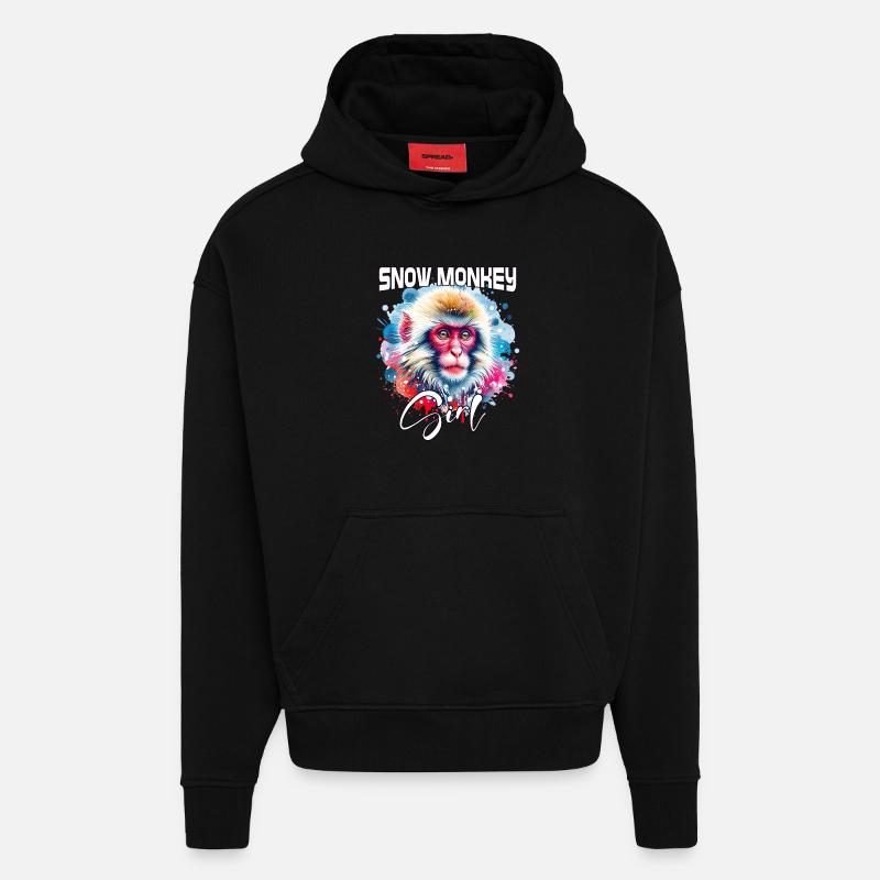 Snow Monkey Mädchen Schneeaffe - Hoodie- made by SPREAD  - SOLID BLACK