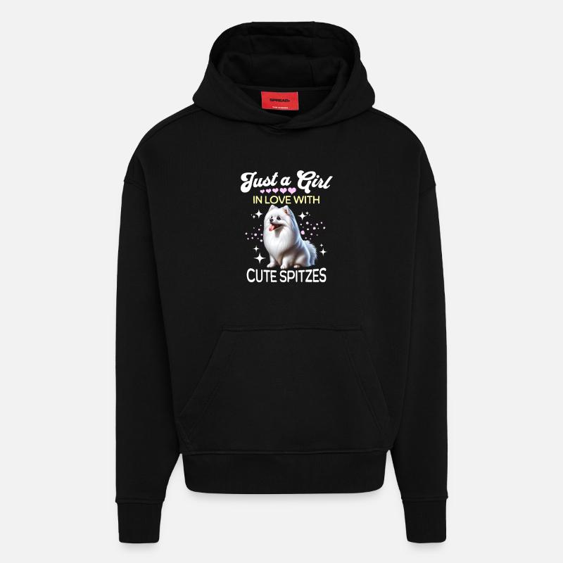 Spitz Zwergspitz Mädchen - Hoodie- made by SPREAD  - SOLID BLACK