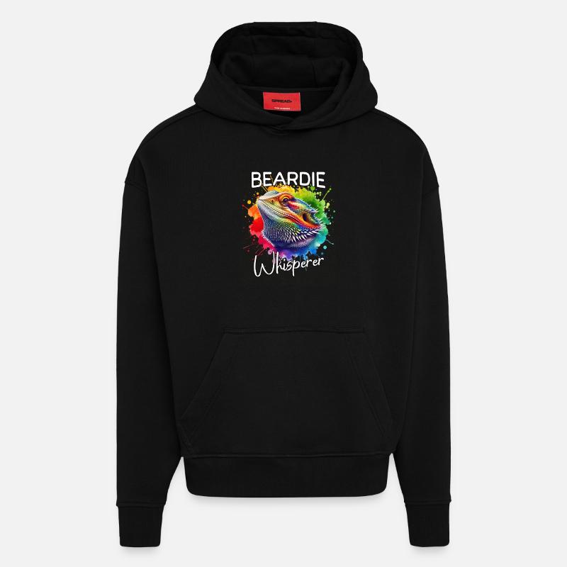 Le Chuchoteur de Dragon Barbu - Sweat à capuche bio épais oversize fabriqué en UE - SOLID BLACK