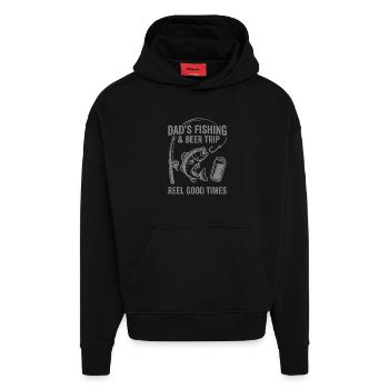 DADS FISHING AND BEER TRIP REEL GOOD TIMES - Hoodie- made by SPREAD  - SOLID BLACK - Front