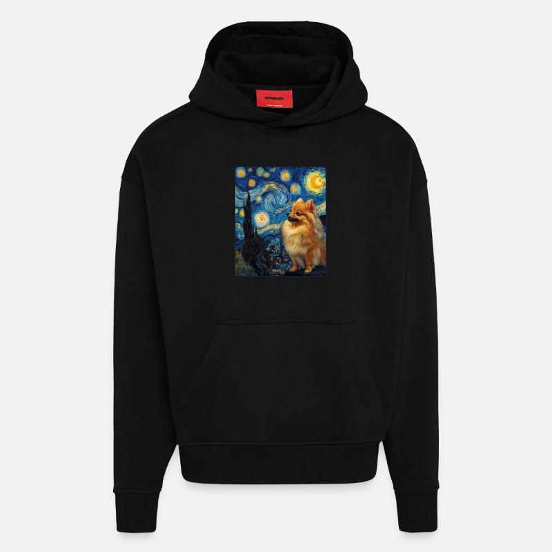 Zwergspitz Spitz Pomeranian - Sweat à capuche bio épais oversize fabriqué en UE - SOLID BLACK