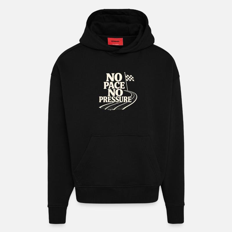Pas de rythme, pas de pression - Sweat à capuche bio épais oversize fabriqué en UE - SOLID BLACK