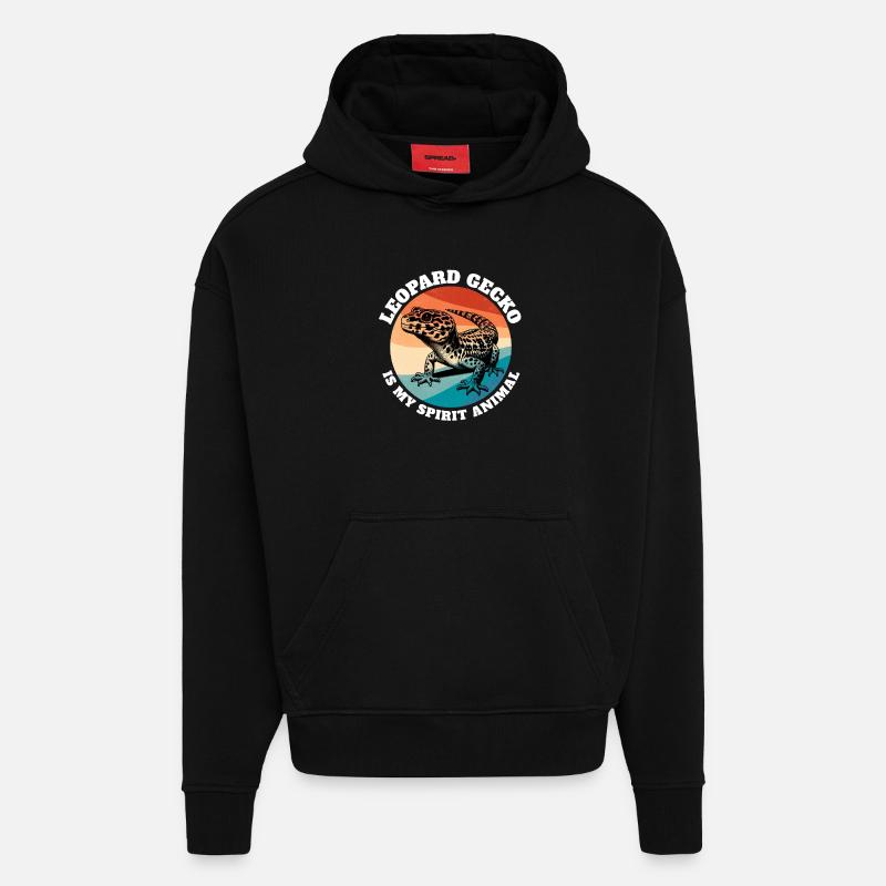 Dictons des Geckos Léopards - Sweat à capuche bio épais oversize fabriqué en UE - SOLID BLACK