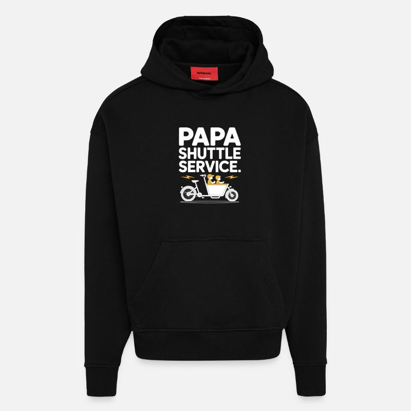 Papa Shuttle Service Vélo cargo Papa - Sweat à capuche bio épais oversize fabriqué en UE - SOLID BLACK