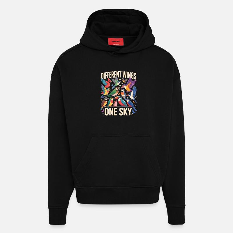 Different Wings One Sky Vogel - Hoodie- made by SPREAD  - SOLID BLACK