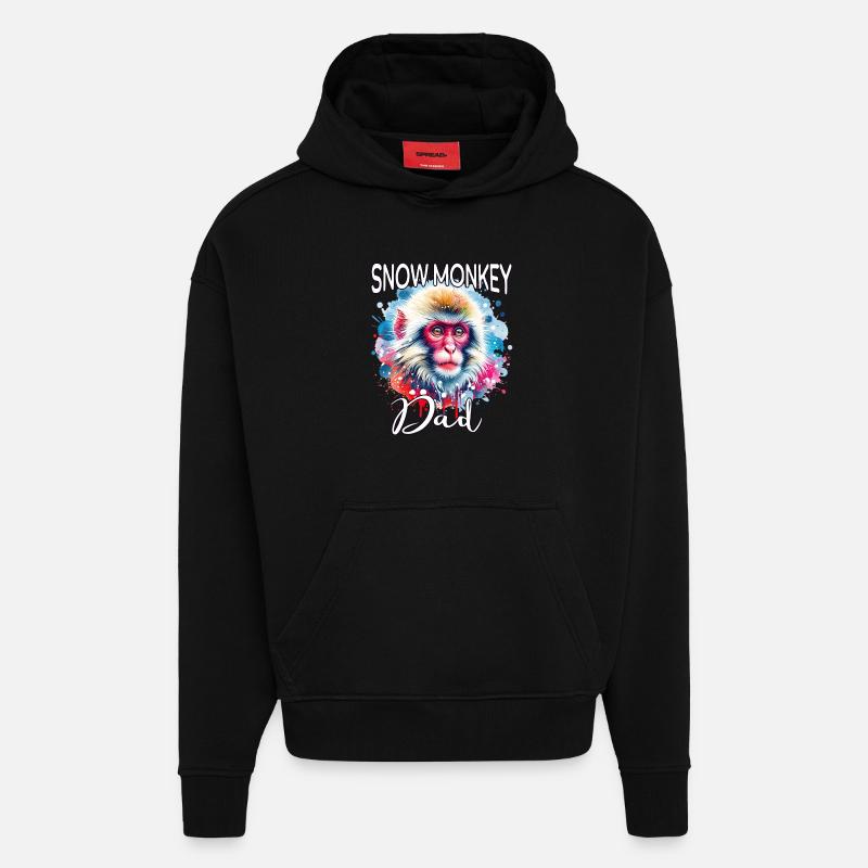 Papa Singe des Neiges - Sweat à capuche bio épais oversize fabriqué en UE - SOLID BLACK