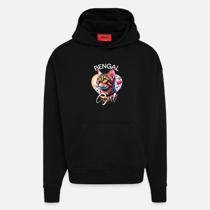 Bengal Cat Mädchen Bengalkatze - Hoodie- made by SPREAD - SOLID BLACK