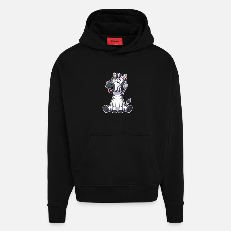 Musique zèbre - Sweat à capuche bio épais oversize fabriqué en UE - SOLID BLACK