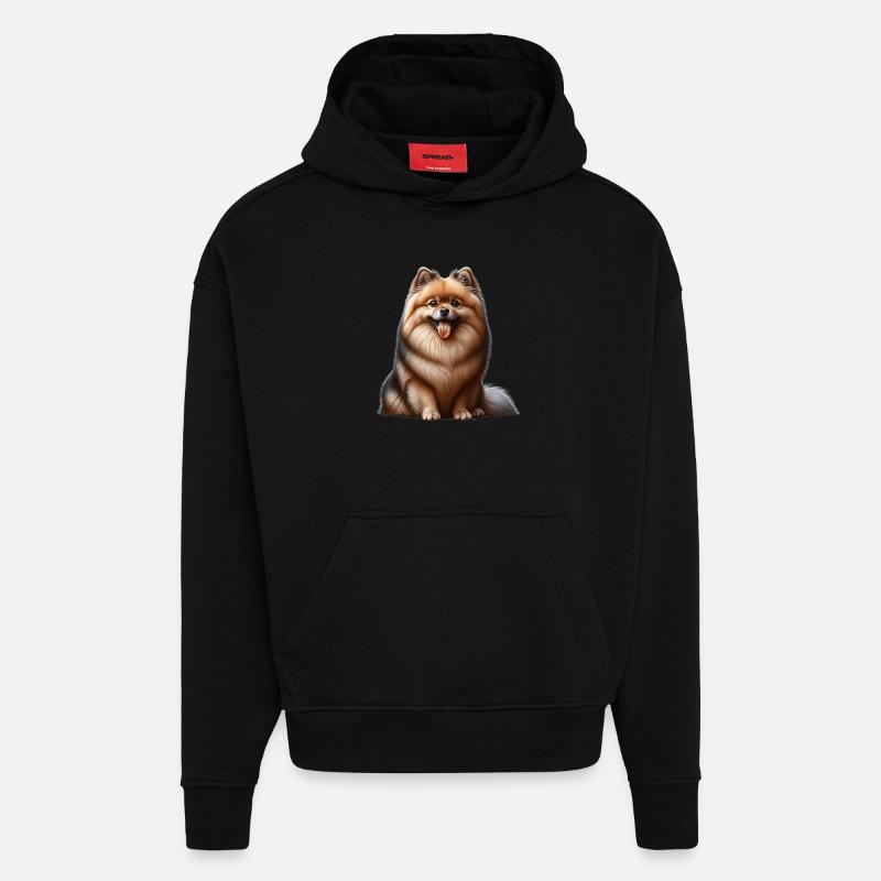 Spitz Zwergspitz Allemand Spitz - Sweat à capuche bio épais oversize fabriqué en UE - SOLID BLACK