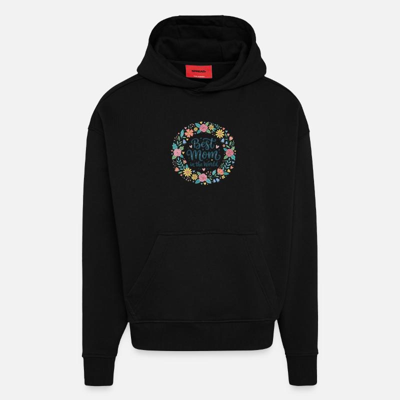 Best Mom - Sweat à capuche bio épais oversize fabriqué en UE - SOLID BLACK