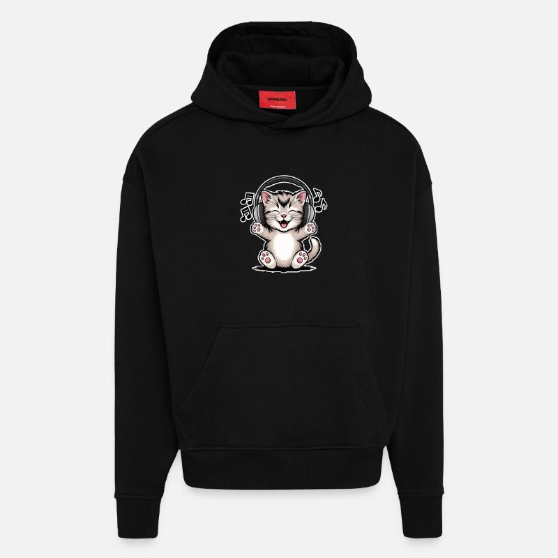Musique des chats - Sweat à capuche bio épais oversize fabriqué en UE - SOLID BLACK