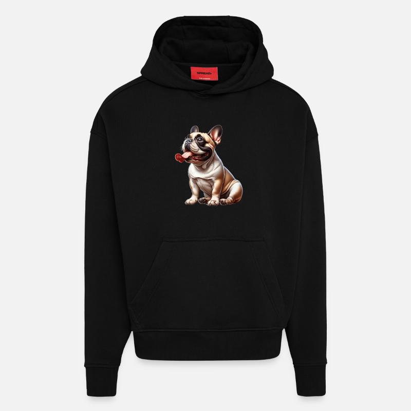Bouledogue français - Sweat à capuche bio épais oversize fabriqué en UE - SOLID BLACK