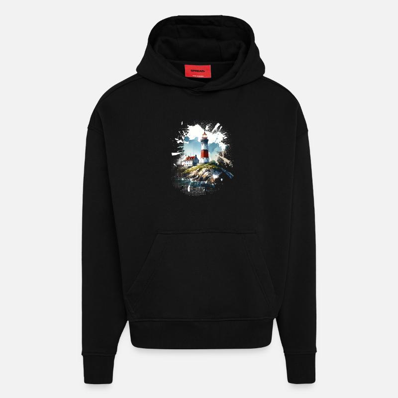 lighthouse - Hoodie- made by SPREAD - SOLID BLACK