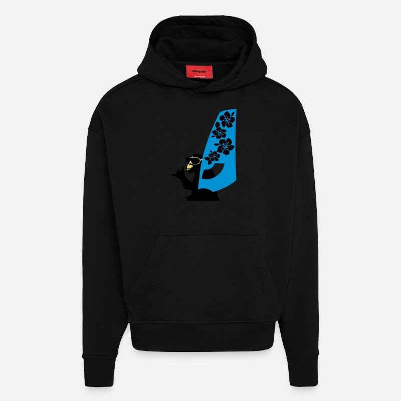 planche à voile - Sweat à capuche bio épais oversize fabriqué en UE - SOLID BLACK