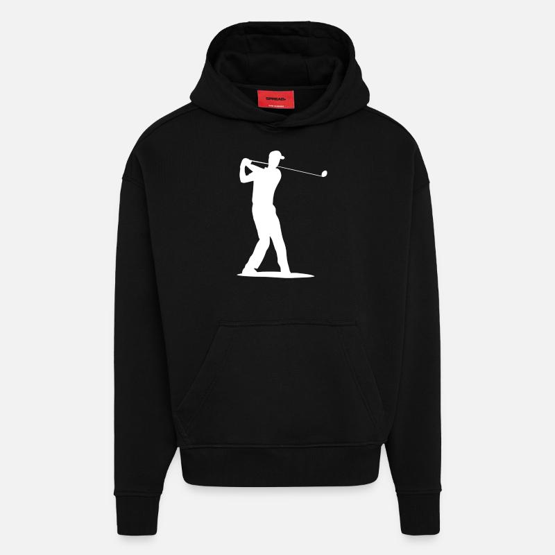 Golfer Silhouette - Tee Golf - Hoodie- made by SPREAD  - SOLID BLACK