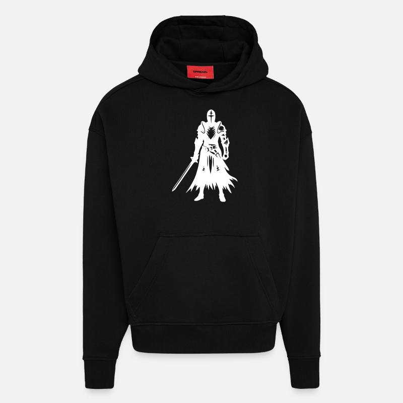 Chevalier à l’épée - Sweat à capuche bio épais oversize fabriqué en UE - SOLID BLACK