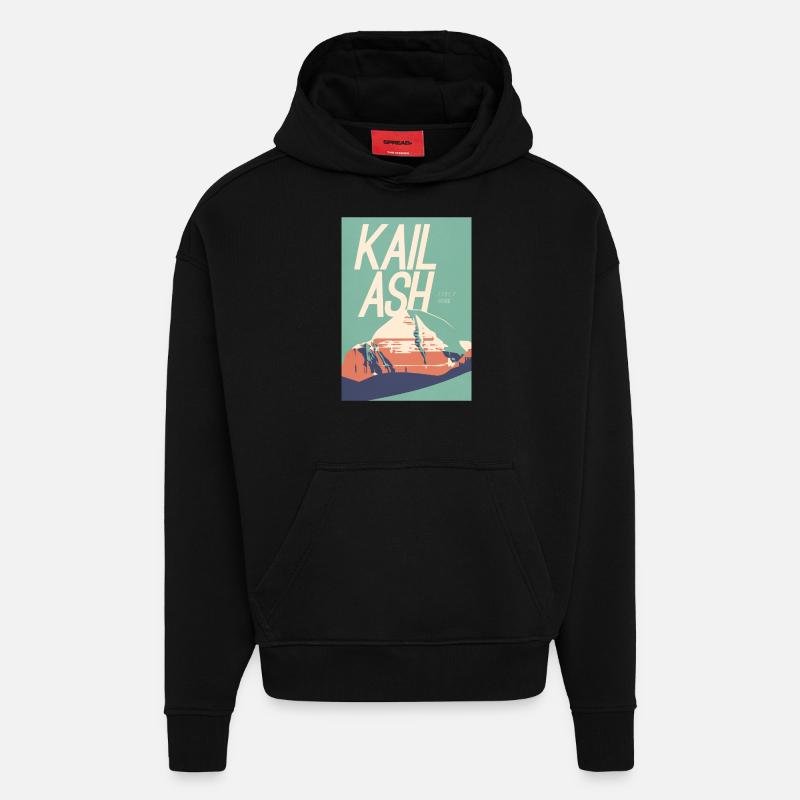 Kailash Abstract - Hoodie- made by SPREAD  - SOLID BLACK