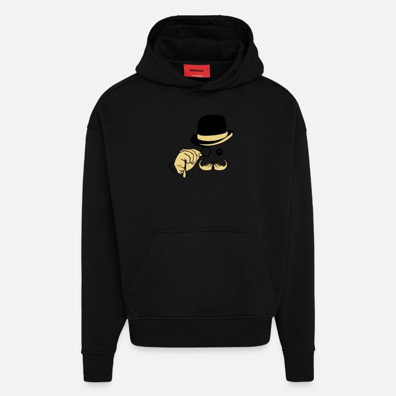 Smiley-Hut Monokel Schnurrbart Melone - Hoodie- made by SPREAD  - SOLID BLACK
