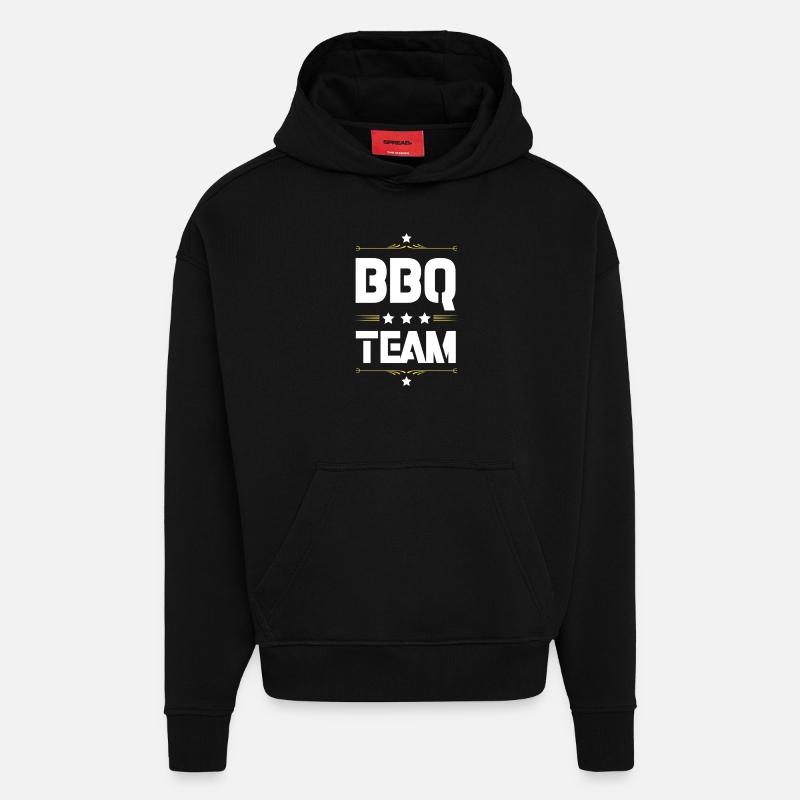 Équipe de barbecue - Sweat à capuche bio épais oversize fabriqué en UE - SOLID BLACK