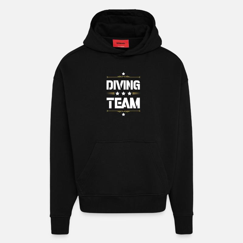 Équipe de plongée - Sweat à capuche bio épais oversize fabriqué en UE - SOLID BLACK