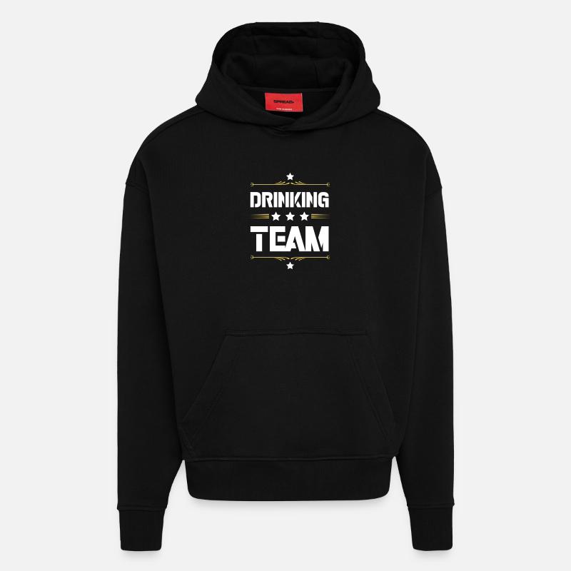 Équipe de boisson - Sweat à capuche bio épais oversize fabriqué en UE - SOLID BLACK