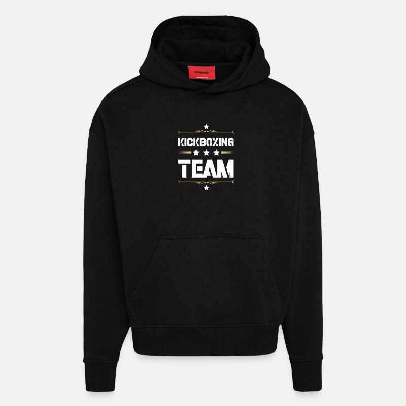 Équipe de kickboxing - Sweat à capuche bio épais oversize fabriqué en UE - SOLID BLACK