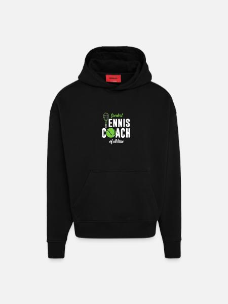Largest tennis coach ever - Hoodie- made by SPREAD  - SOLID BLACK