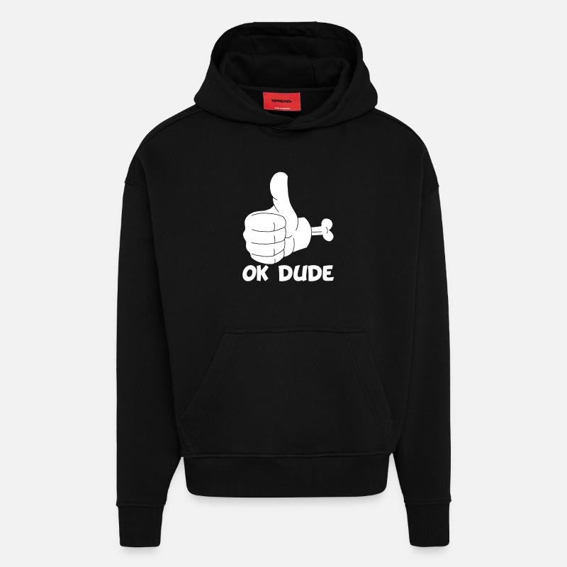 Ok mec ! (blanc) - Sweat à capuche bio épais oversize fabriqué en UE - SOLID BLACK