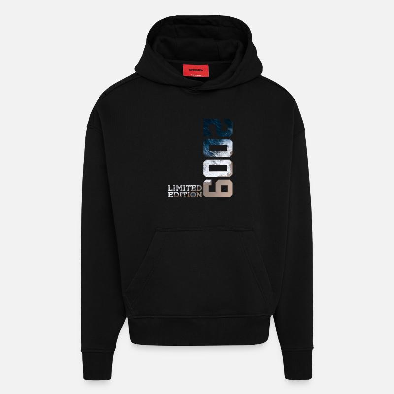 17E ANNIVERSAIRE ÉDITION LIMITÉE 2009 - Sweat à capuche bio épais oversize fabriqué en UE - SOLID BLACK
