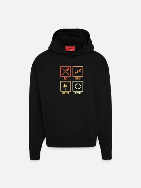 Eat Sleep Ballet Repeat - Hoodie- made by SPREAD - SOLID BLACK