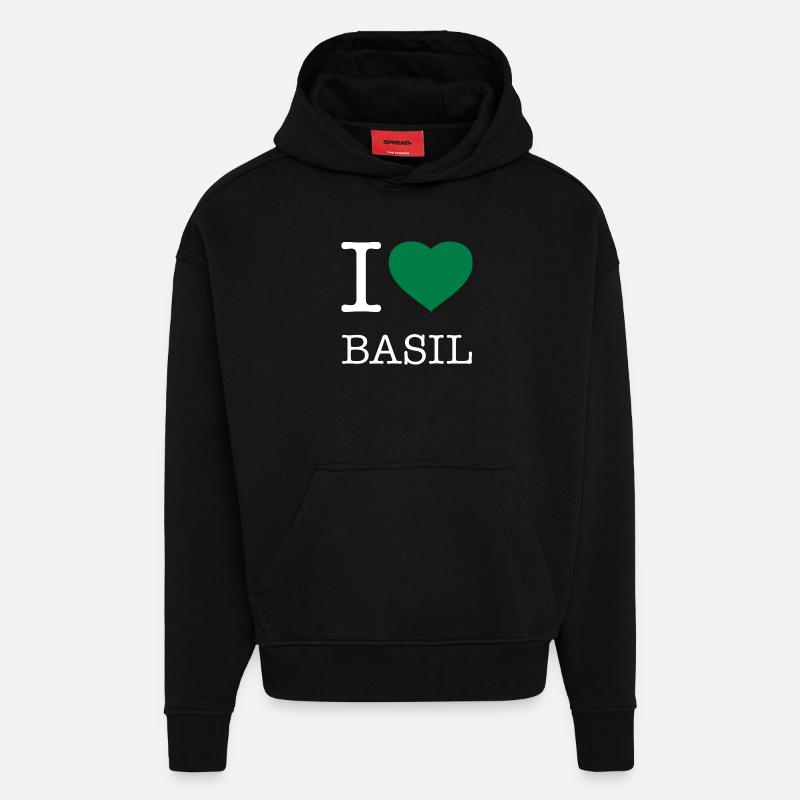 I LOVE BASIL Basilikum - Hoodie- made by SPREAD  - SOLID BLACK