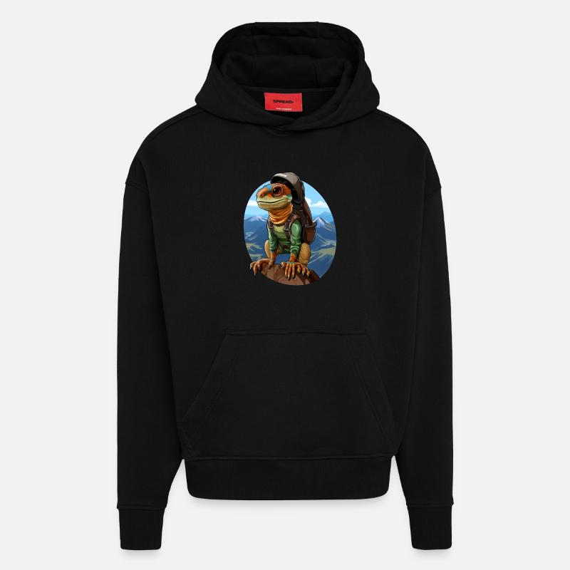 Eidechsen Bergsteiger / Wandern Eidechse - Hoodie- made by SPREAD  - SOLID BLACK