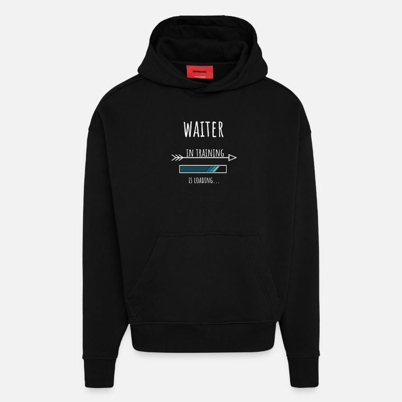 Serveur Cadeau Profession Formation Serveur - Sweat à capuche bio épais oversize fabriqué en UE - SOLID BLACK
