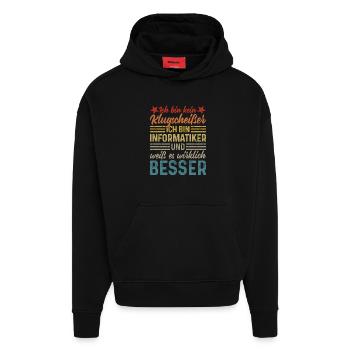 Informatiker - Kein Klugscheißer - Hoodie- made by SPREAD  - SOLID BLACK - Vorne