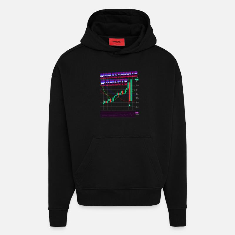 Trading Trading Exchange Crypto Stocks - Sweat à capuche bio épais oversize fabriqué en UE - SOLID BLACK