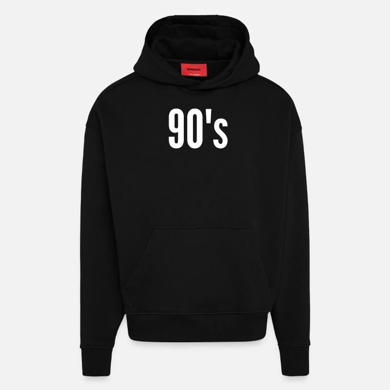 90s - Sweat à capuche bio épais oversize fabriqué en UE - SOLID BLACK