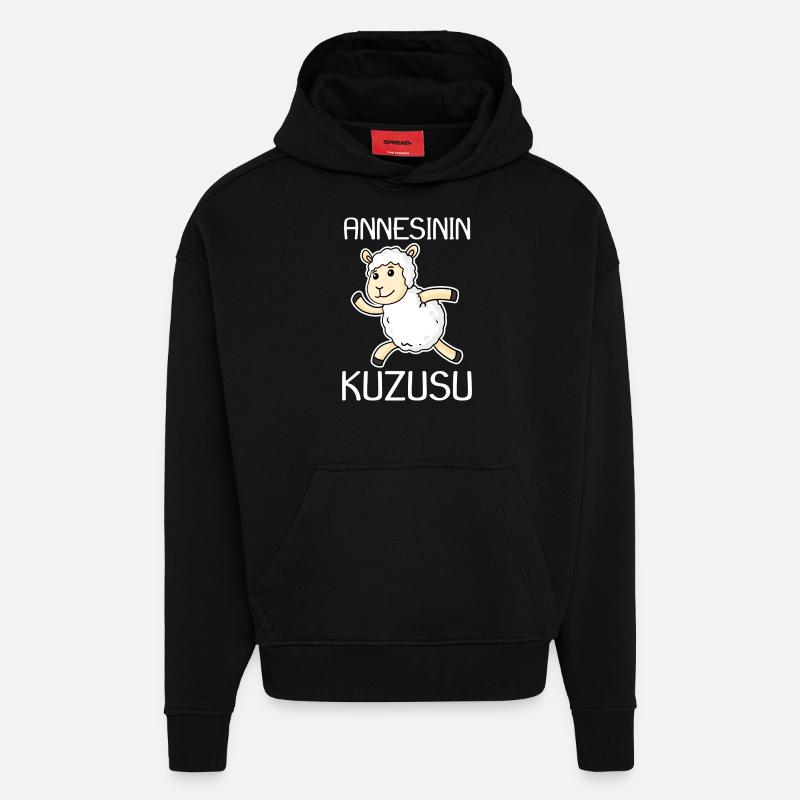 Annesinin Kuzusu - Bébé - turc - Sweat à capuche bio épais oversize fabriqué en UE - SOLID BLACK