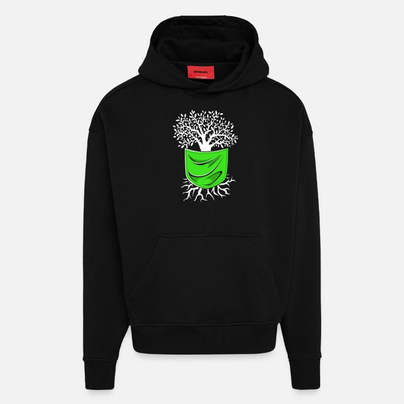 Généalogie de l’arbre généalogique - Sweat à capuche bio épais oversize fabriqué en UE - SOLID BLACK