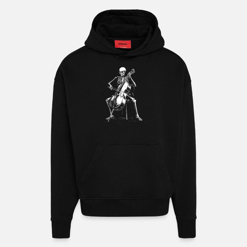 Dødens cello - Heavyweight Oversized Organic hettegenser produsert i EU - SOLID BLACK