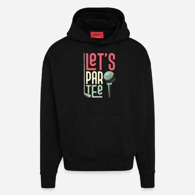 Let’s Par Tee Golfer Golf - Sweat à capuche bio épais oversize fabriqué en UE - SOLID BLACK