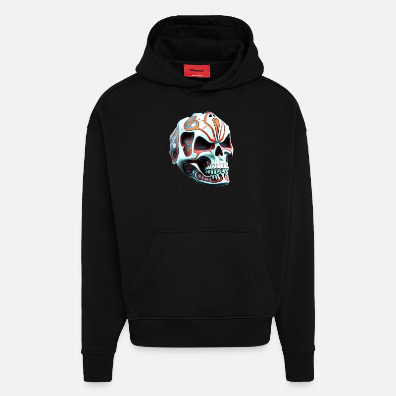Crâne n° 1 - Sweat à capuche bio épais oversize fabriqué en UE - SOLID BLACK