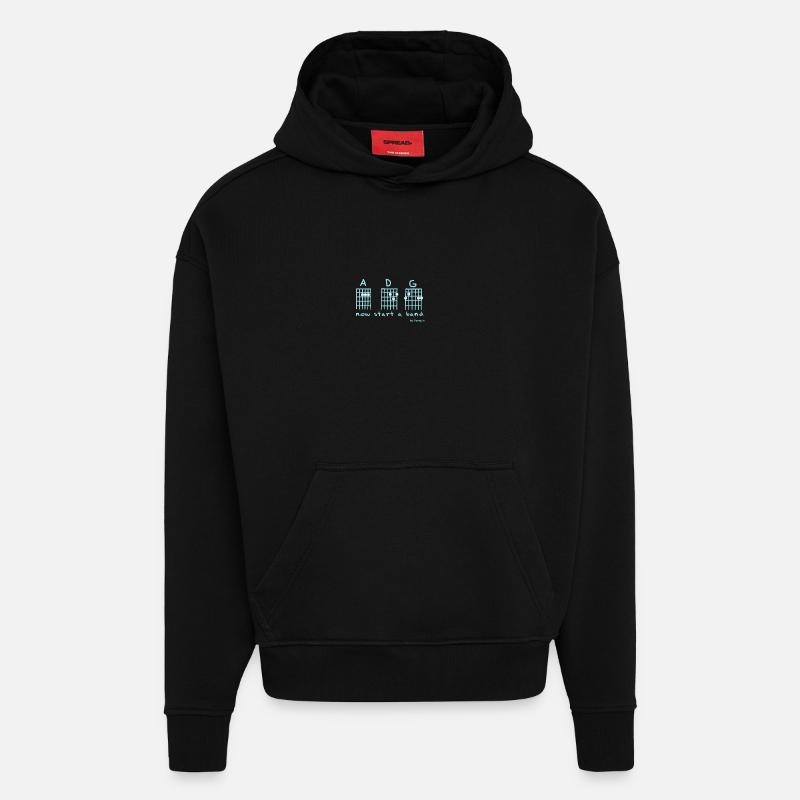 maintenant commencer une bande - Sweat à capuche bio épais oversize fabriqué en UE - SOLID BLACK